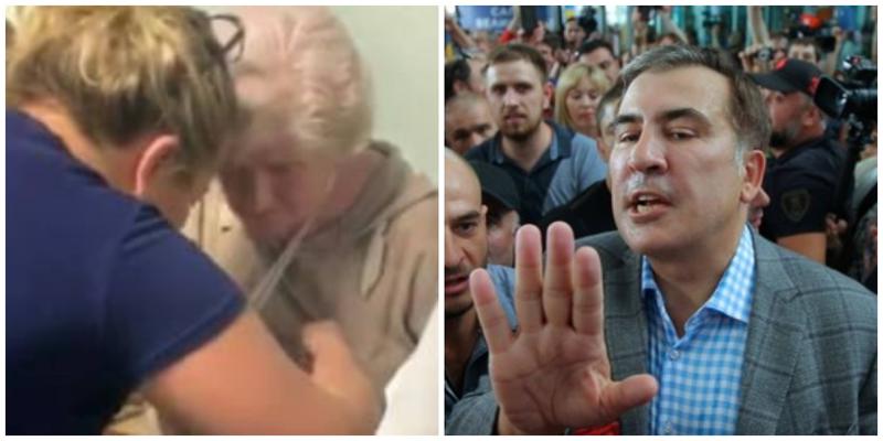 მიხეილ სააკაშვილმა ასაკოვან ქალს ხელი მოსტეხა - უკრაინული მედია